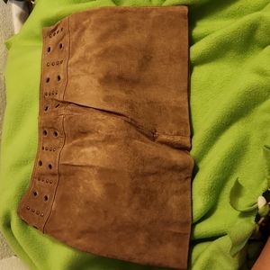 Cute tan leather mini skirt